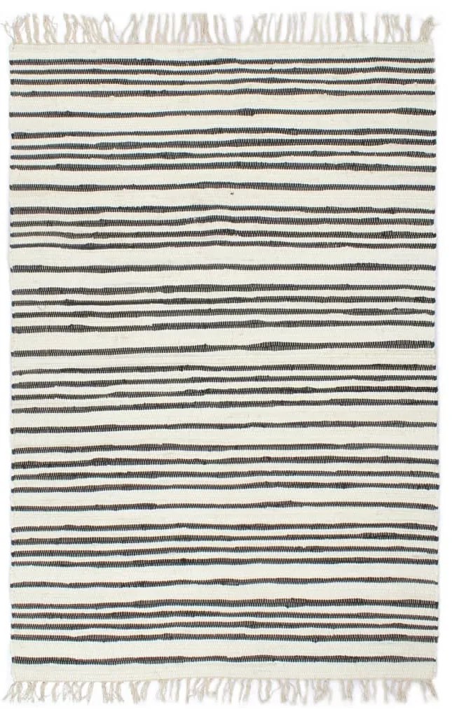 vidaXL Tapete chindi tecido à mão algodão 120x170cm antracite e branco