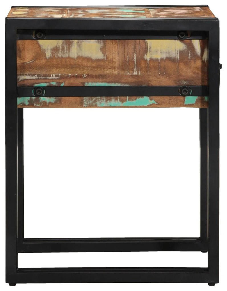 Mesa de Apoio vidaXL com Gaveta Preta 40x40x50 cm em Madeira Recuperad