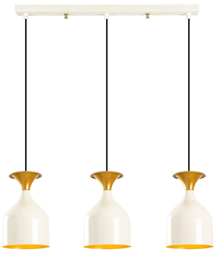 Candeeiro de Teto Sivani – Branco e Dourado – 67 x 17 cm