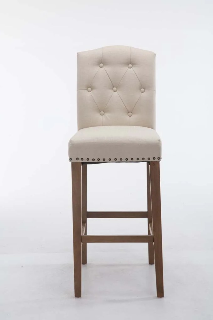 Banco de bar Louise em tecido 42 x 113 x 57 cm Creme antigo
