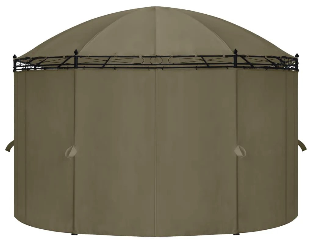 Gazebo c/ cortinas 520x349x255 cm 180 g/m² cinzento-acastanhado