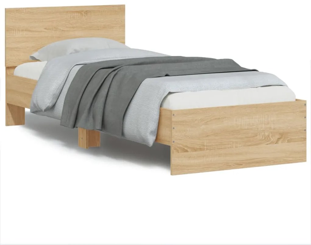 vidaXL Cama sem colchão com cabeceira 75x190 cm carvalho sonoma