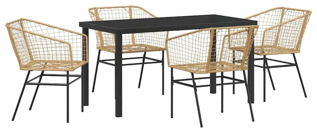 Conjunto de Jantar de Jardim 5 Peças Marrom de Polirattan