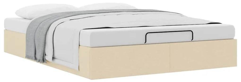 Estrutura cama otomana sem colchão 140x200 cm tecido cor creme