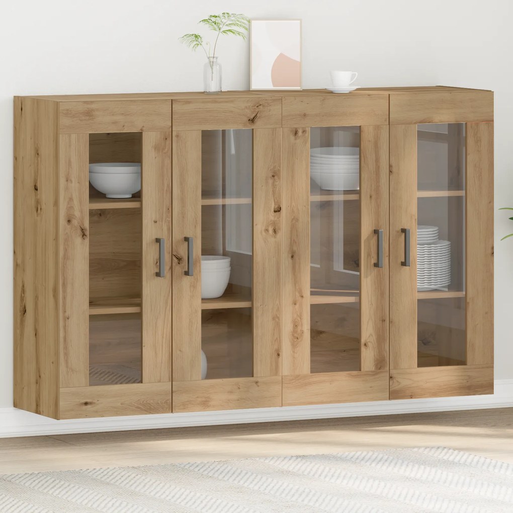 vidaXL Armários de parede 2 pcs Carvalho Artisan 69,5x34x90 cm Madeira de engenharia