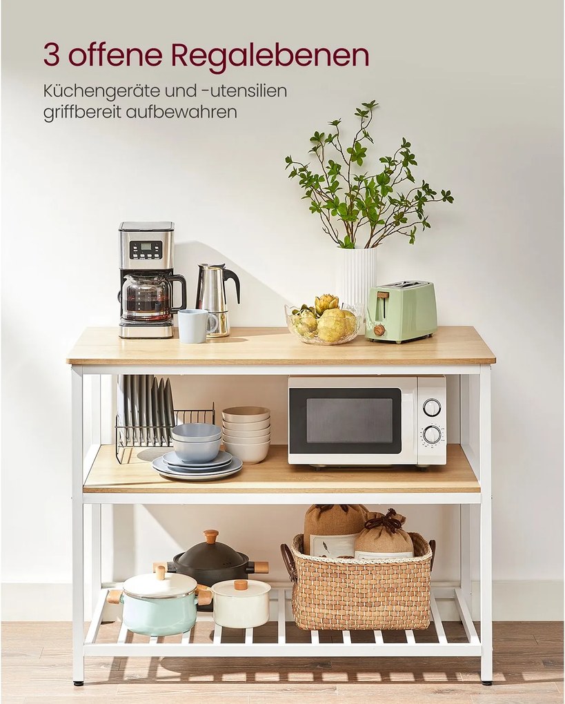 Armário de cozinha de 3 níveis 60 x 120 x 90 cm industrial natural + Branco