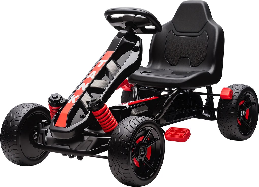 Kart a pedais para crianças, karting infantil para idades entre os 3 e os 6 anos com roda livre, travão e rodas antiderrapantes em EVA, vermelho