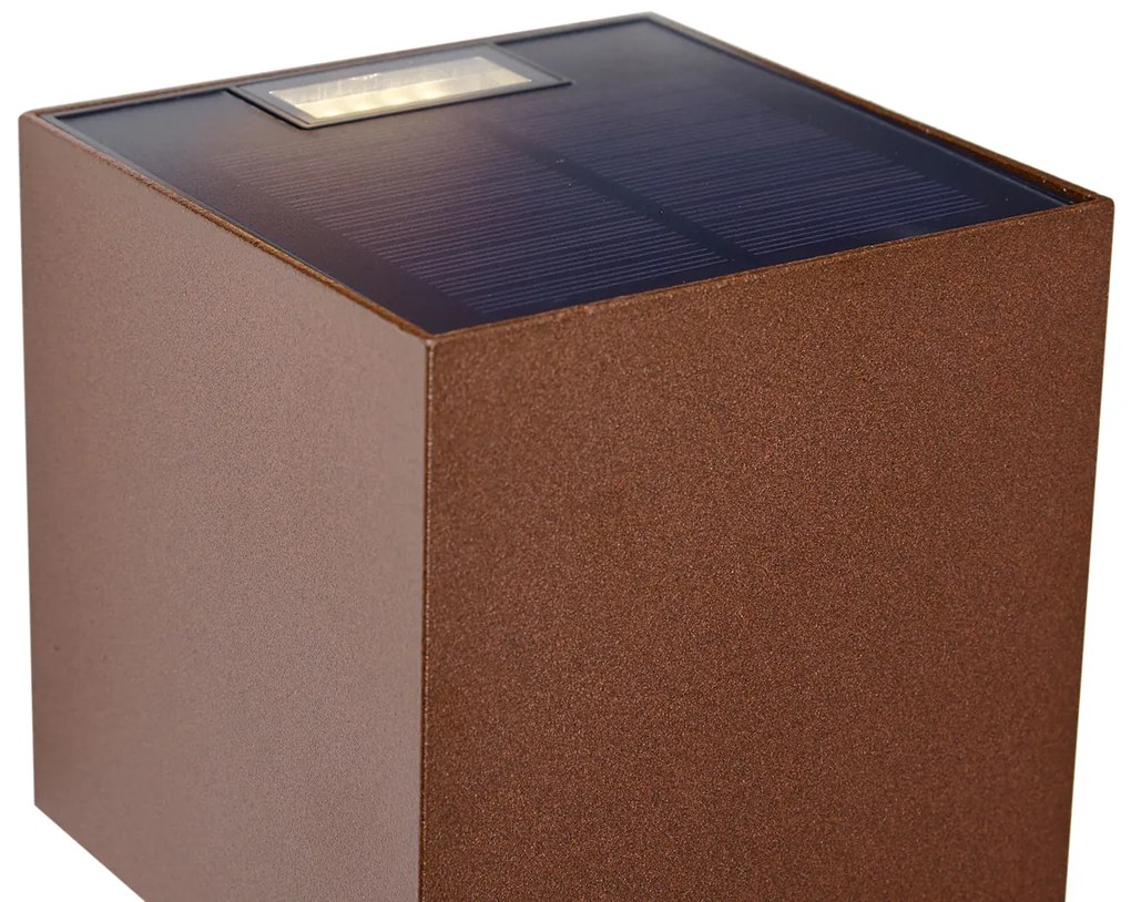Candeeiro de Parede Exterior Castanho Ferrugem Incl. LED 2 Luzes IP65 com Função de Regulação de Intensidade e Solar - Charlene