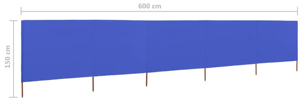 Para-vento com 5 painéis em tecido 600x120 cm azul-ciano