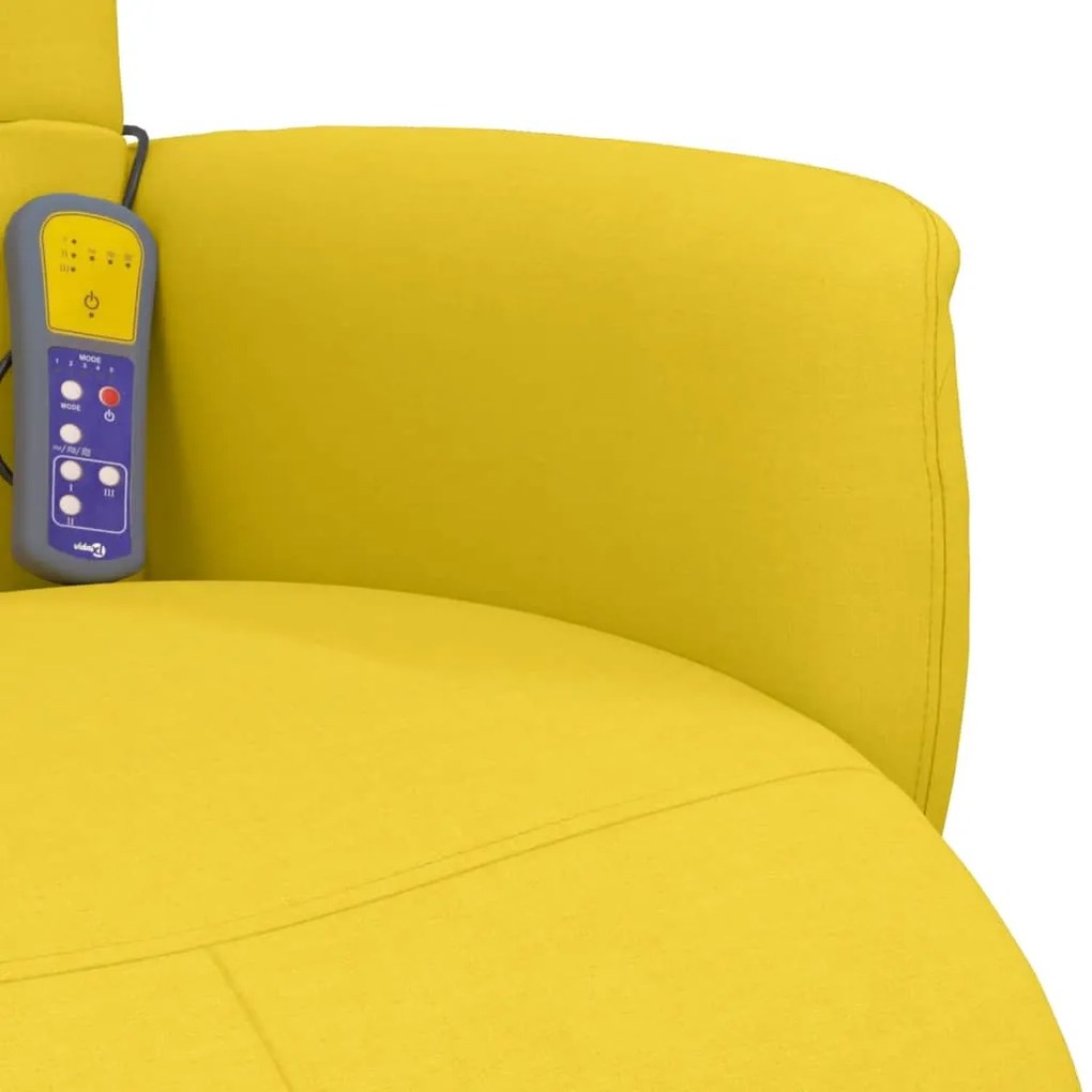 Cadeira de massagens reclinável c/ apoio de pés tecido amarelo