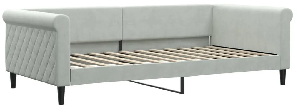 Sofá-cama com colchão 100x200 cm veludo cinzento-claro