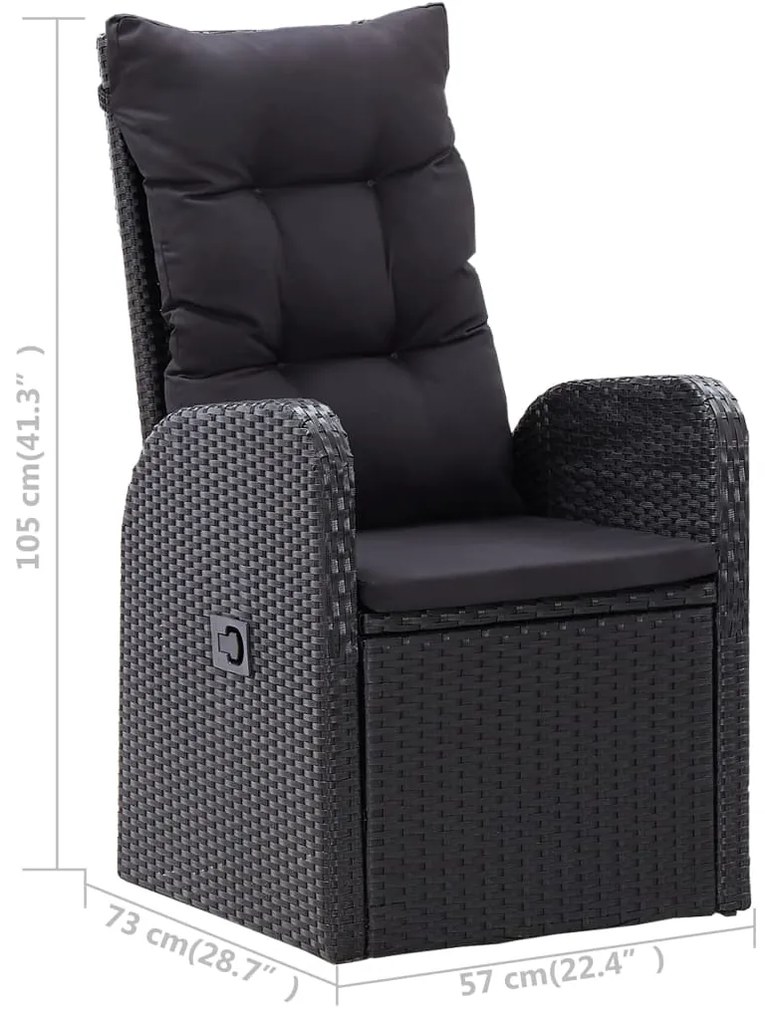 5 pcs conjunto de jantar de jardim preto