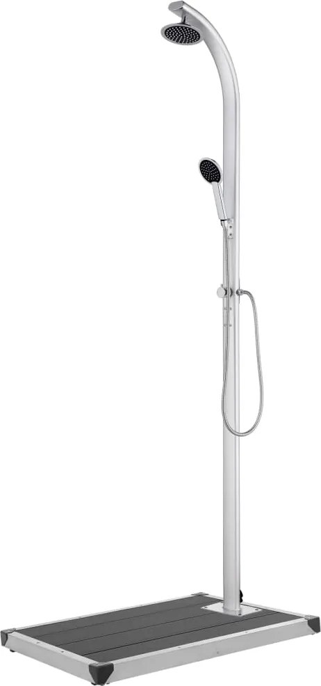 vidaXL Chuveiro de jardim c/ base cinzenta 220 cm alumínio