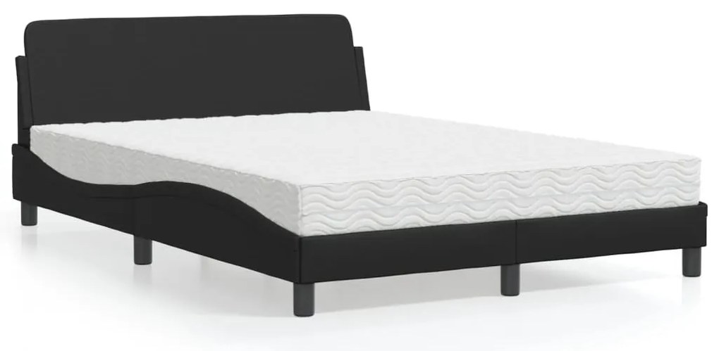 Cama com colchão 140x200 cm couro artificial preto