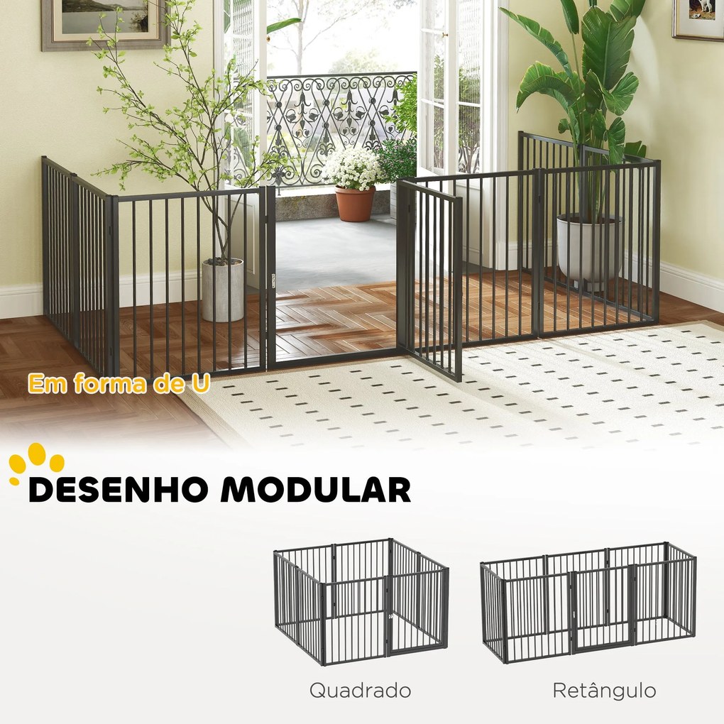 PawHut Parque para Cães Cercado para Cães com 8 Painéis 60x76 cm Parqu