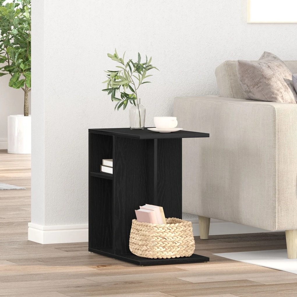 Mesa de Apoio vidaXL Preta em Madeira de Carvalho 50x30x50 cm