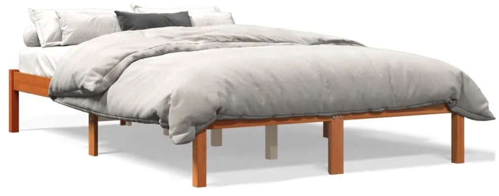 Estrutura de cama 120x200 cm madeira pinho maciça castanho cera