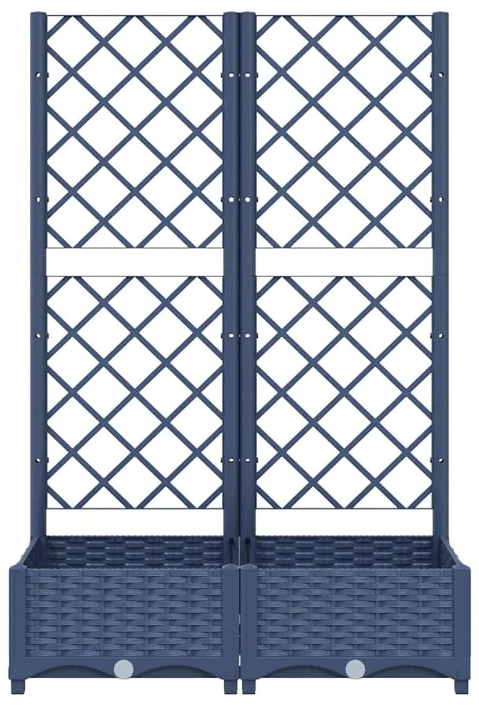Vaso/floreira jardim c/ treliça 80x40x121,5 cm PP cinzento azul
