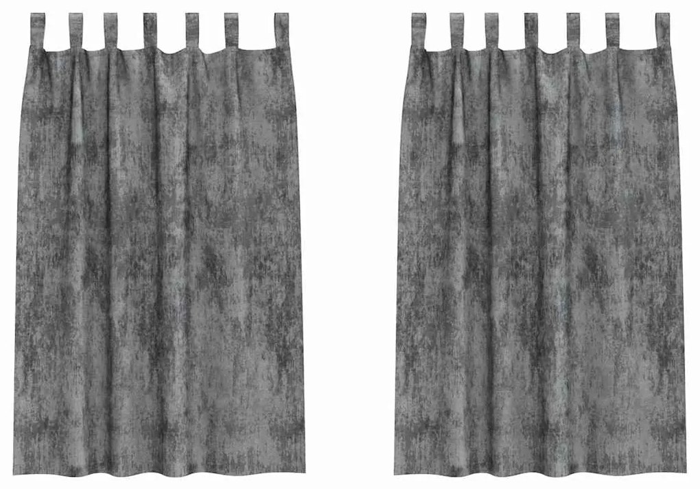 Cortinas de Veludo 2 pcs com Ilhós Cinzas 175x140 cm