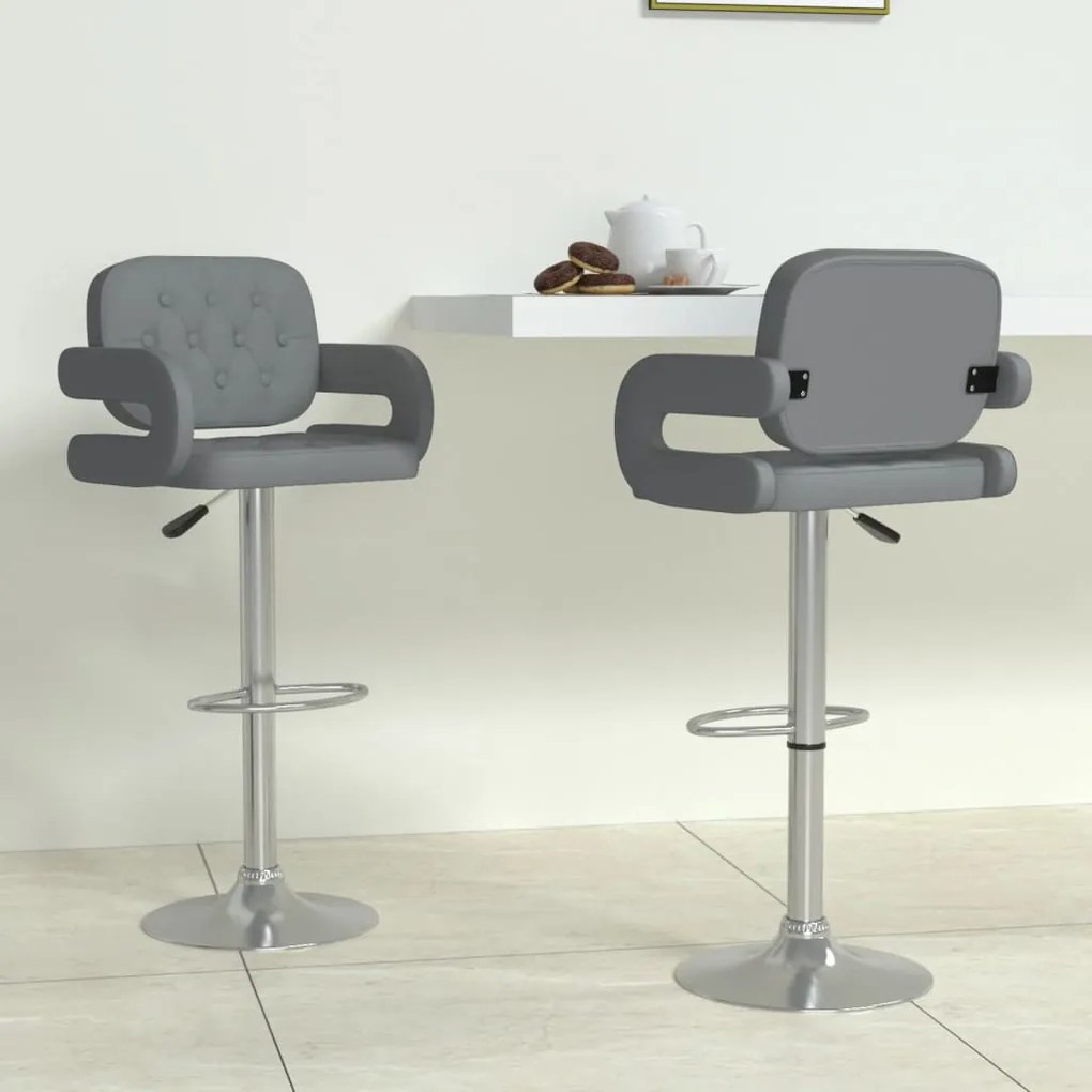 vidaXL Bancos de bar 2 pcs couro artificial cinzento