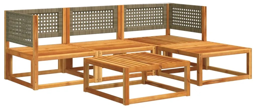 5 pcs conjunto de sofás de jardim com almofadões acácia maciça