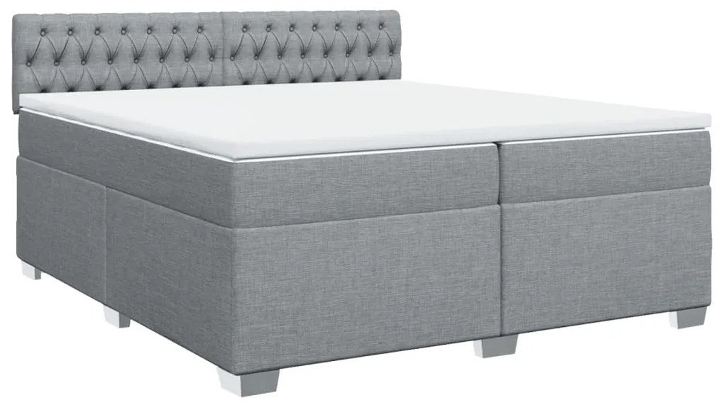 Cama com molas/colchão 200x200 cm tecido cinza-claro