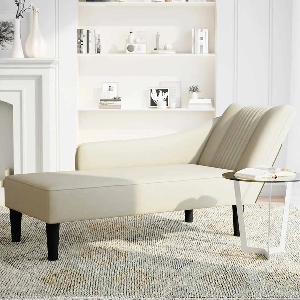 Chaise-longue com apoio de braço direito veludo creme