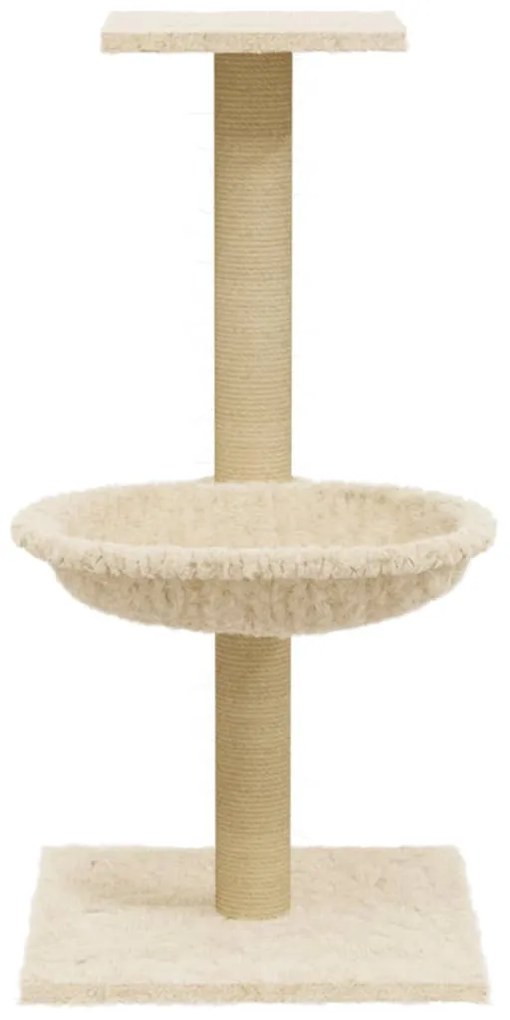 Árvore para gatos com poste arranhador sisal 74 cm cor creme