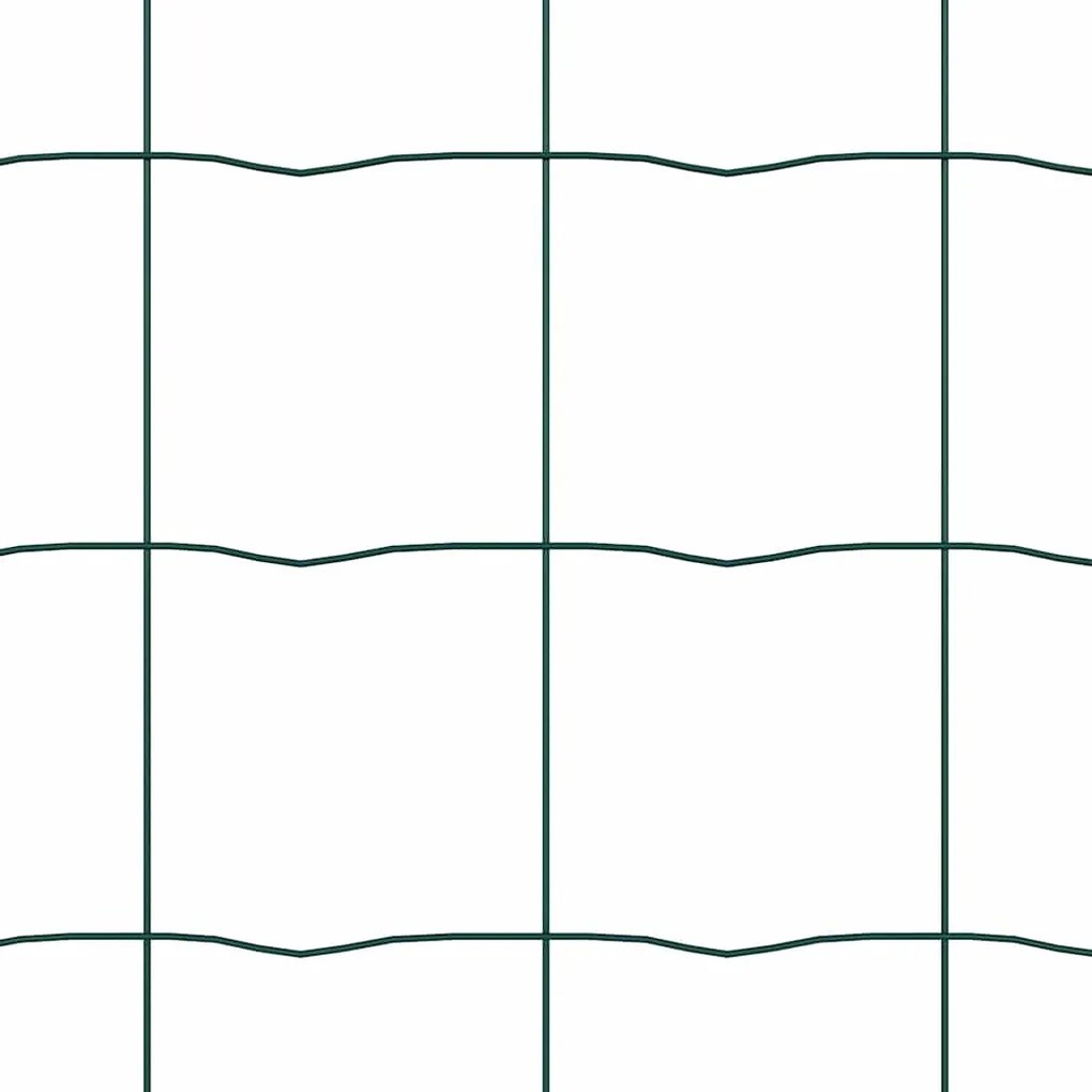 Cerca Euro com 7 postes, 1,6x10m, aço galvanizado verde