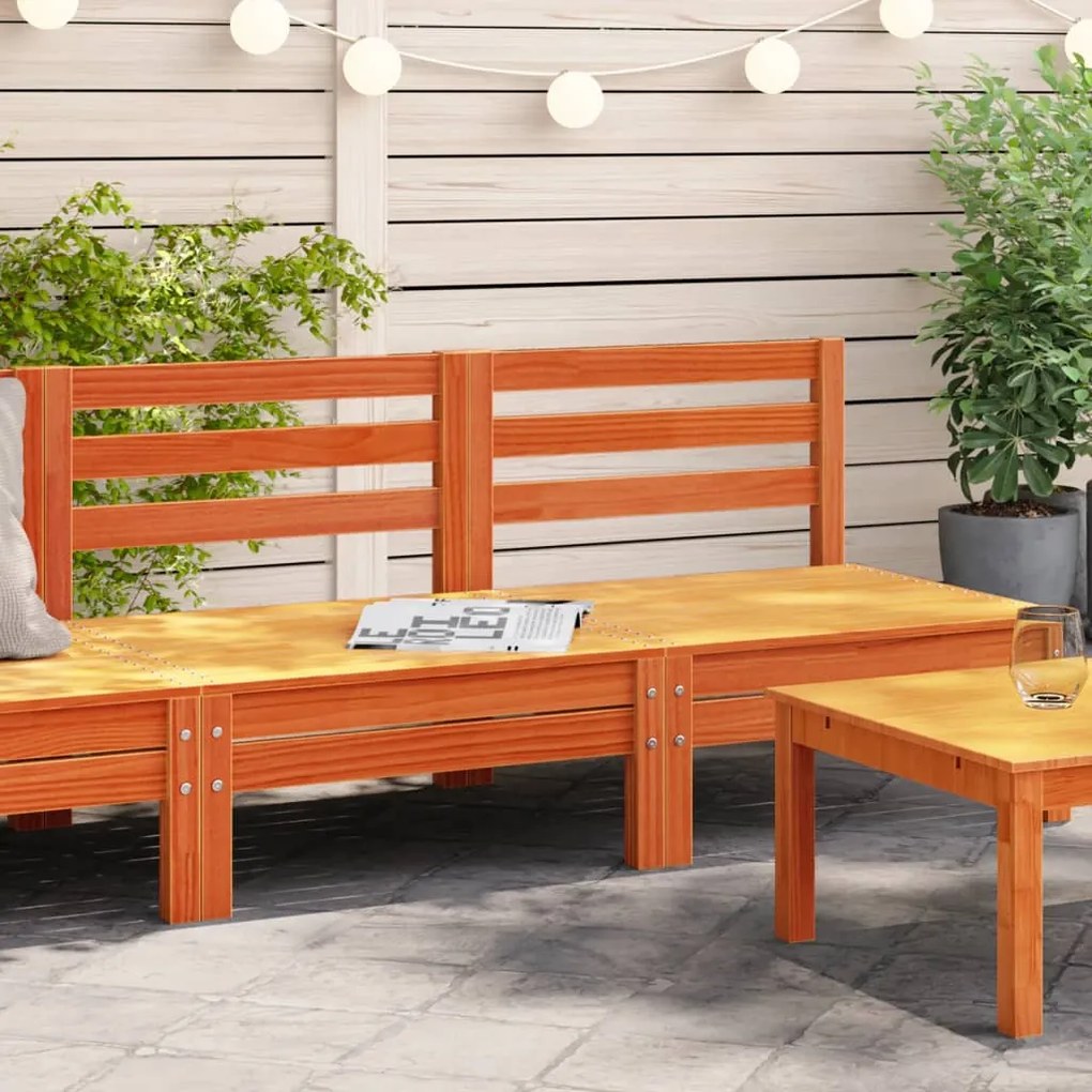 vidaXL Sofás s/ apoios braços p/ jardim 2pcs pinho maciço castanho-mel