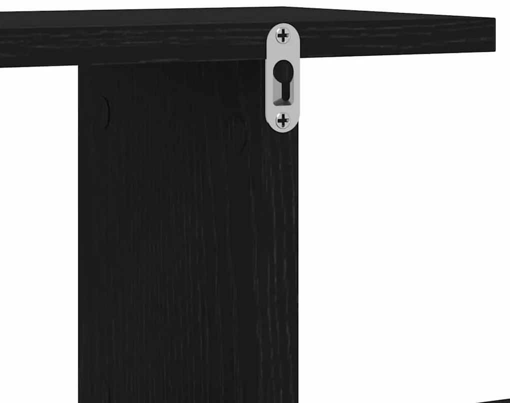 Prateleira de TV Montada na Parede vidaXL Preta em Carvalho 125x18x23