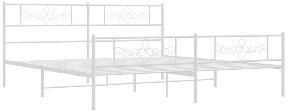 Estrutura de cama com cabeceira e pés 183x213 cm metal branco