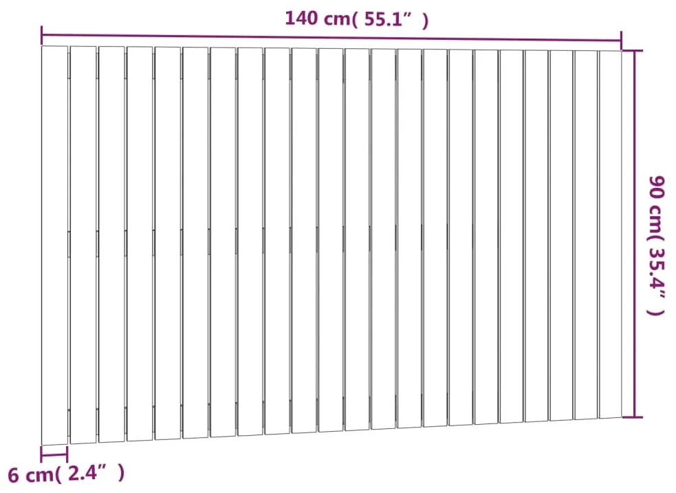 Cabeceira de parede 140x3x90 cm pinho maciço castanho-mel