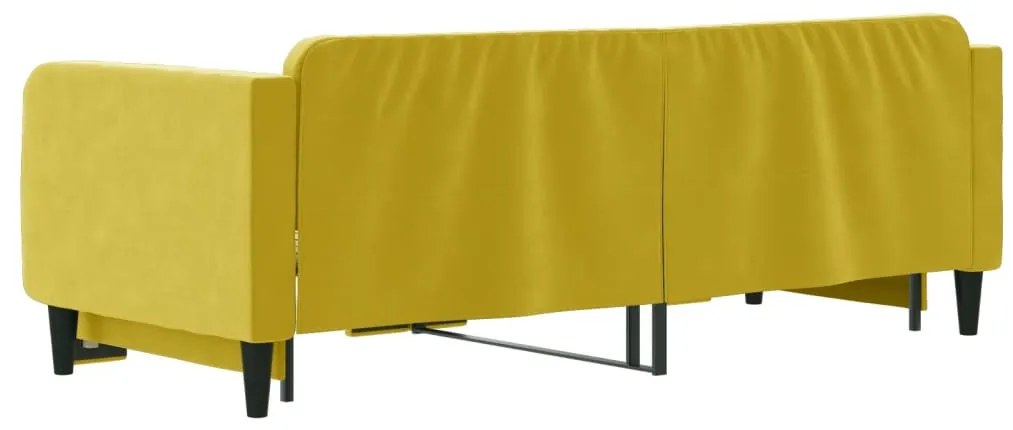 Sofá-cama com gavetão 90x200 cm veludo amarelo