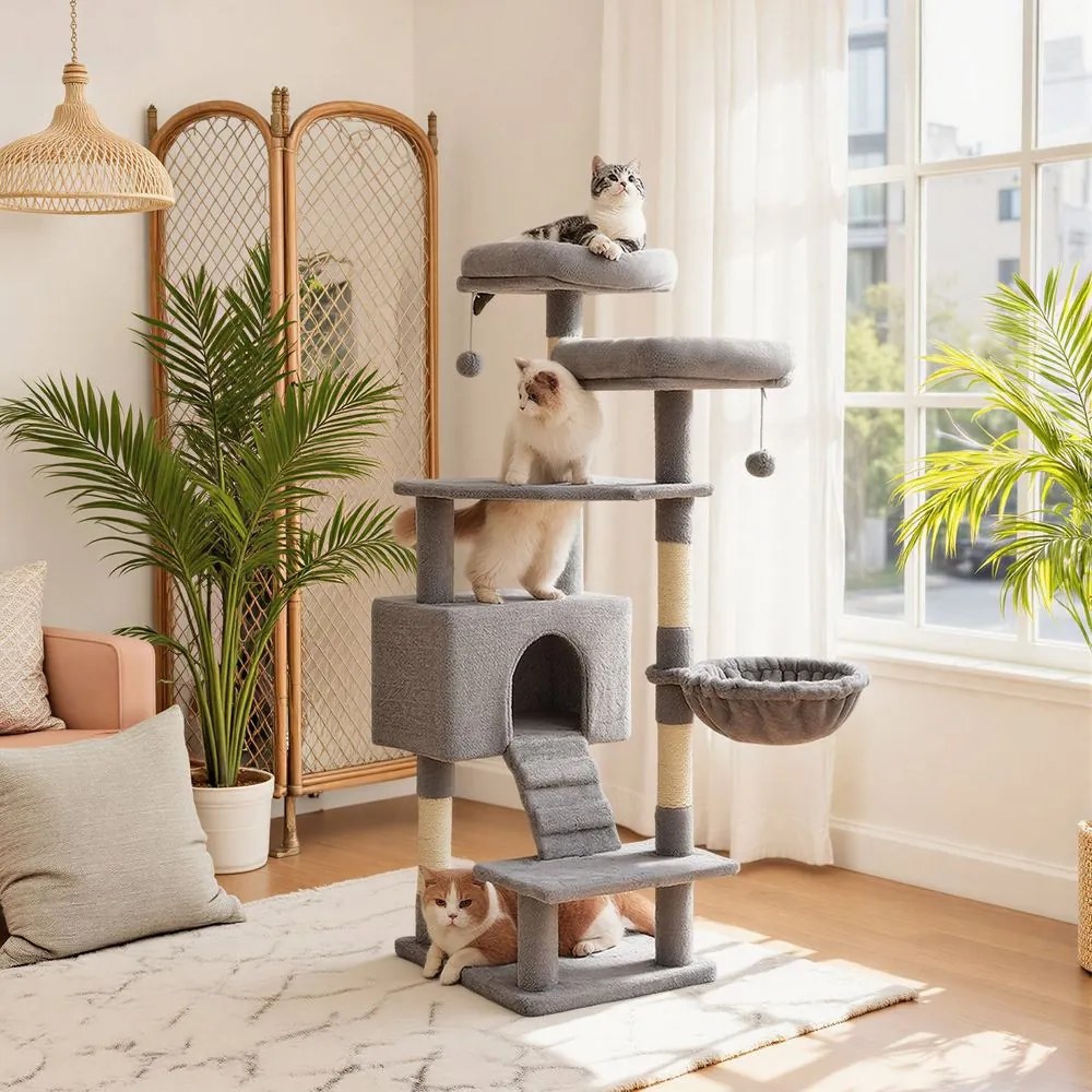 Arranhador para gatos 50 x 45 x 142 cm cinza claro