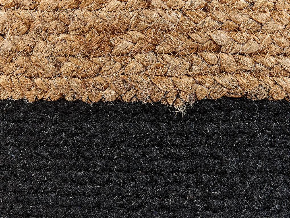 Pufe em algodão preto e juta cor natural ⌀ 46 cm DALAMA Beliani
