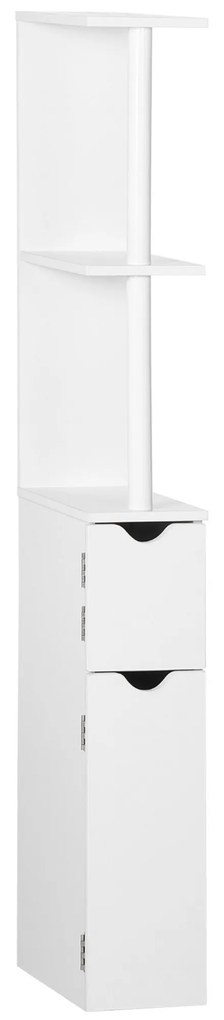 kleankin Coluna Casa de Banho com 2 Portas e 2 Prateleiras Armário Alto para Casa de Banho Estilo Moderno 15,2x29,8x118cm Branco | Aosom Portugal