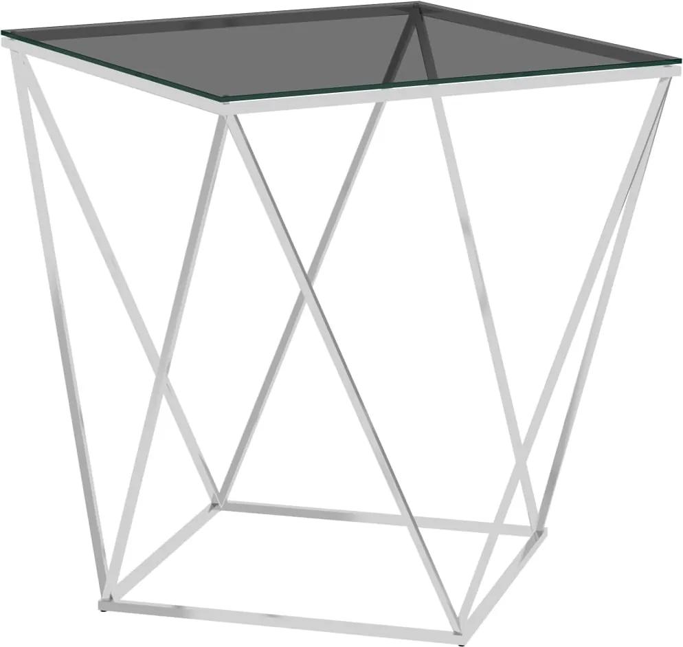 Mesa de centro 50x50x55 cm aço inoxidável prateado e preto