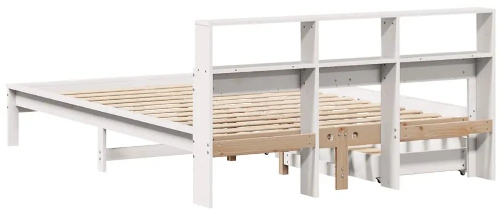 Cama com estante sem colchão 120x200 cm pinho maciço branco
