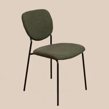 Pack De 4 Cadeiras De Jantar Empilháveis Estofadas Em Tecido Taris Verde Exército - Sklum