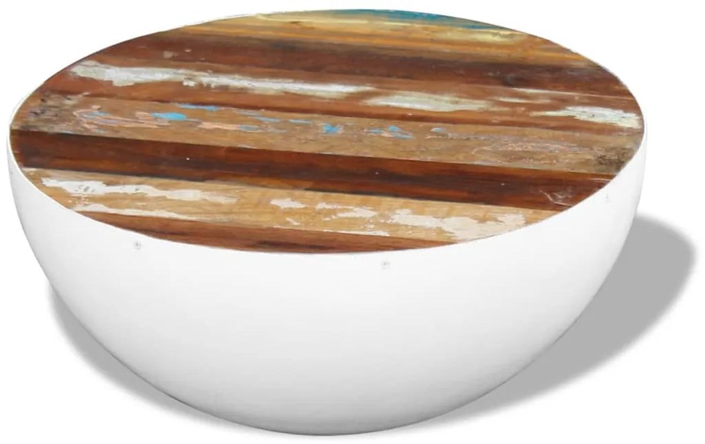 Mesa centro formato tigela 60x60x30 cm madeira reciclada maciça