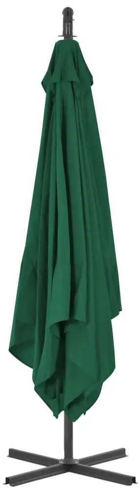 Guarda-sol cantilever com poste de aço 250x250 cm verde