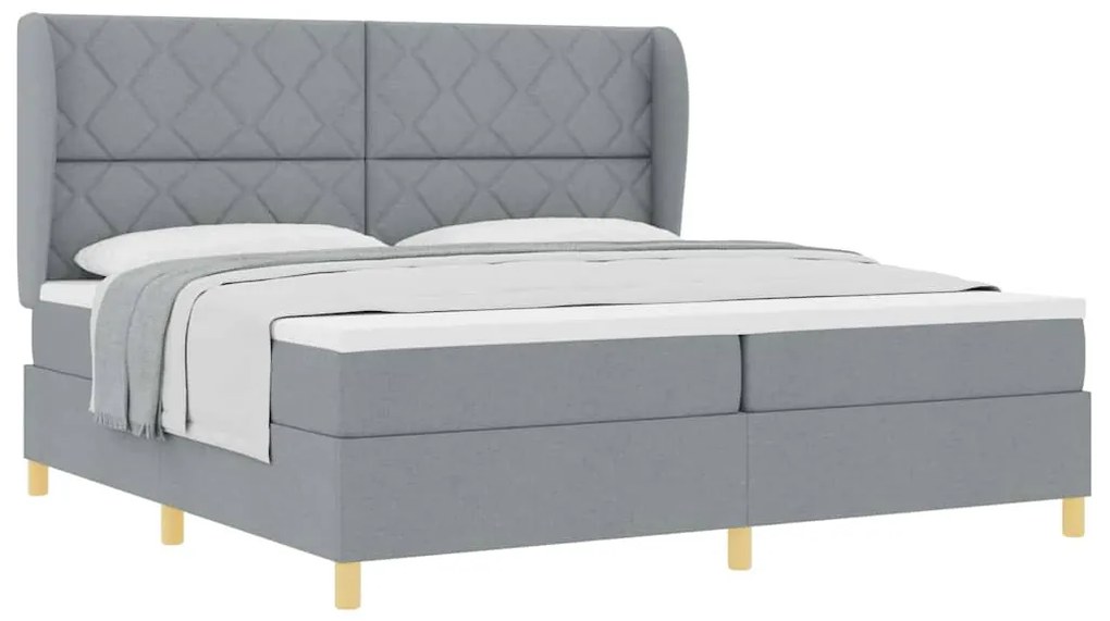 Cama Box Spring com Colchão cinza claro 200x200 cm tecido