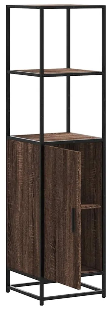 Armário alto 35,5x35x139 cm madeira e metal carvalho castanho