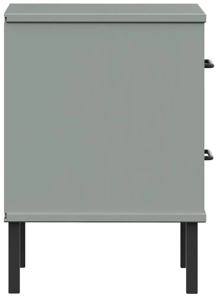 Mesa cabeceira c/ pernas de metal OSLO pinho maciço cinzento