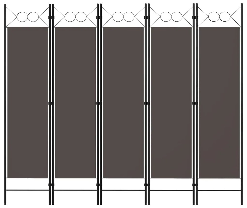 vidaXL Divisória de quarto com 5 painéis 200x180 cm antracite
