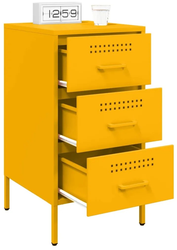 Mesas de cabeceira 2 pcs 36x39x68 cm aço amarelo mostarda