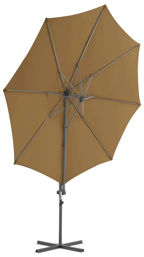 Guarda-sol de jardim com base portátil cinzento-acastanhado
