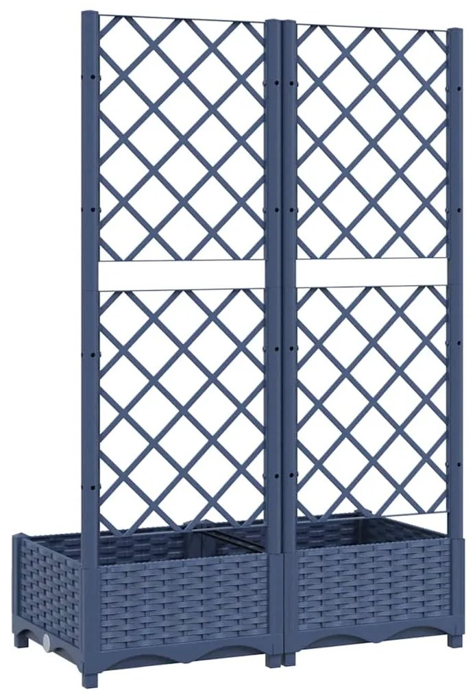 Vaso/floreira jardim c/ treliça 80x40x121,5 cm PP cinzento azul
