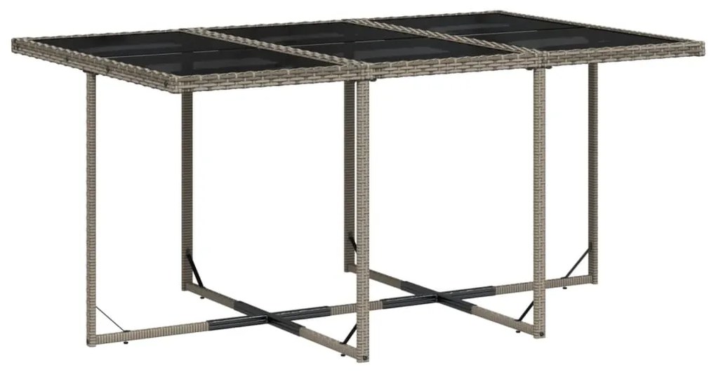 11 pcs conjunto jantar p/ jardim c/ almofadões vime PE cinzento